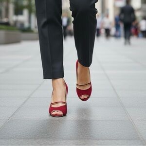 Elegant Red Peep-Toe Heels